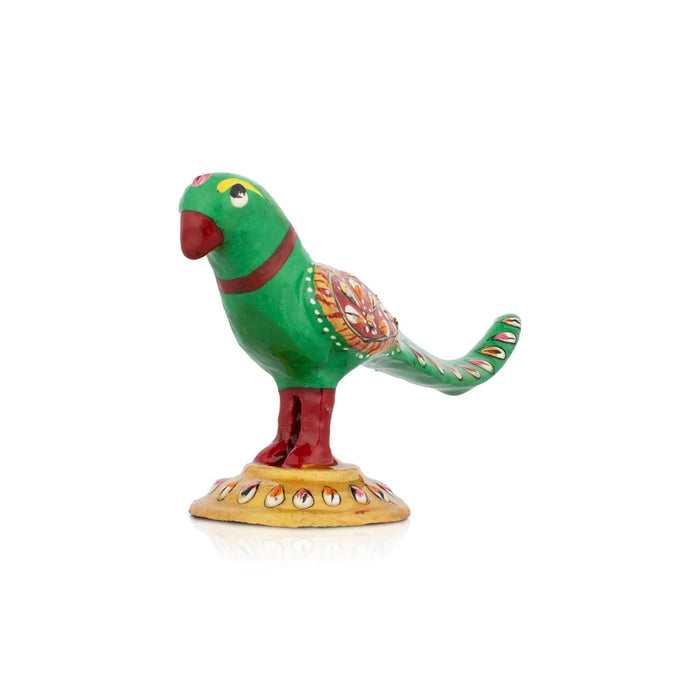 Parrot Statue - 2.5 x 4 Inches | Metal Statue/ Painted Parrot Figurine/ Parrot Sculpture for Home