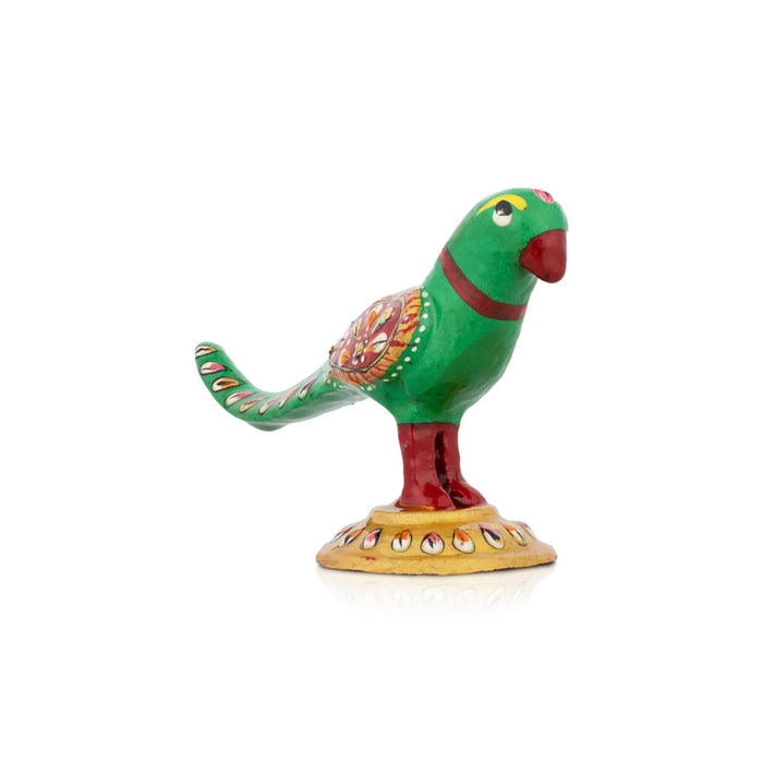 Parrot Statue - 2.5 x 4 Inches | Metal Statue/ Painted Parrot Figurine/ Parrot Sculpture for Home