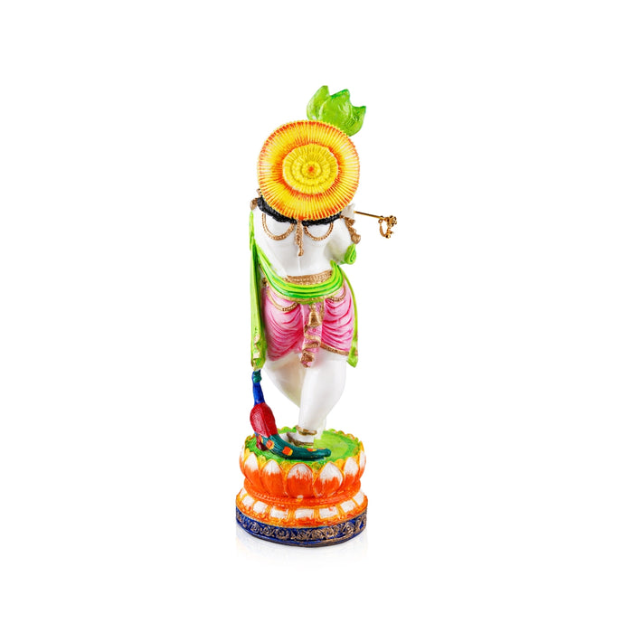 Flute Krishna Murti - 15 x 4 Inches | Resin Statue/ Painted Krishna Idol/ Standing Krishna Statue for Pooja