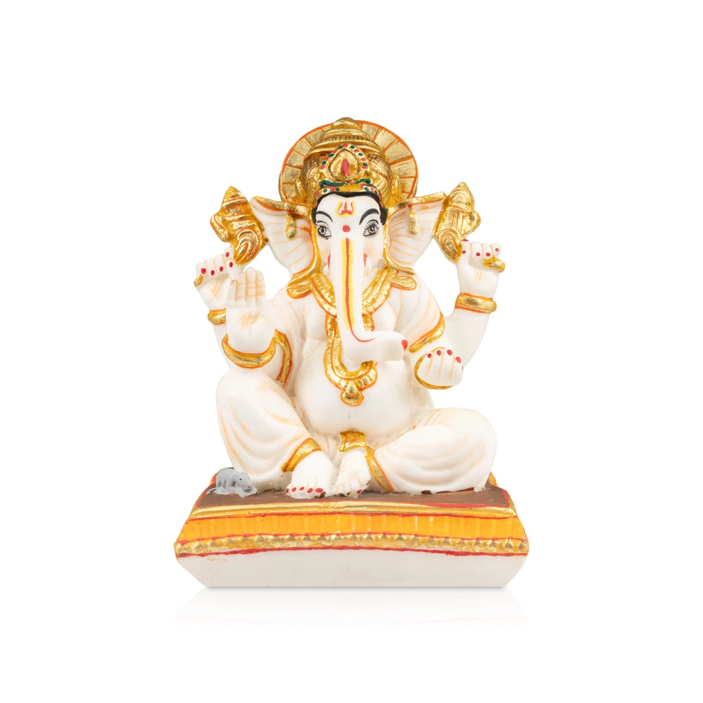 Ganesh Murti - 7 x 5 Inches | Resin Statue/ Painted Vinayagar Statue/ Ganesha Statue for Pooja