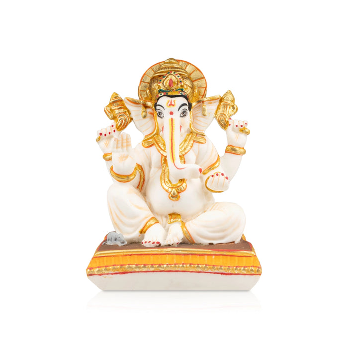 Ganesh Murti - 7 x 5 Inches | Resin Statue/ Painted Vinayagar Statue/ Ganesha Statue for Pooja