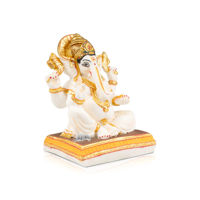 Ganesh Murti - 7 x 5 Inches | Resin Statue/ Painted Vinayagar Statue/ Ganesha Statue for Pooja