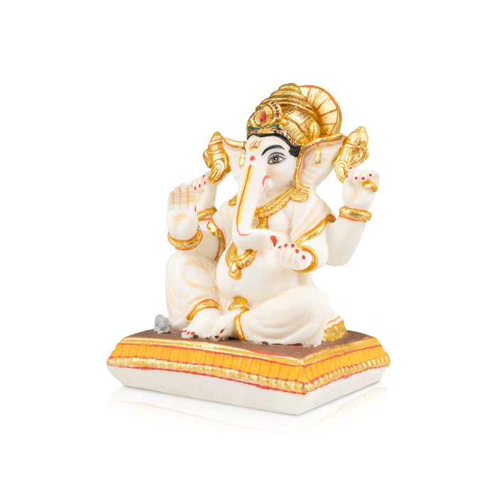 Ganesh Murti - 7 x 5 Inches | Resin Statue/ Painted Vinayagar Statue/ Ganesha Statue for Pooja