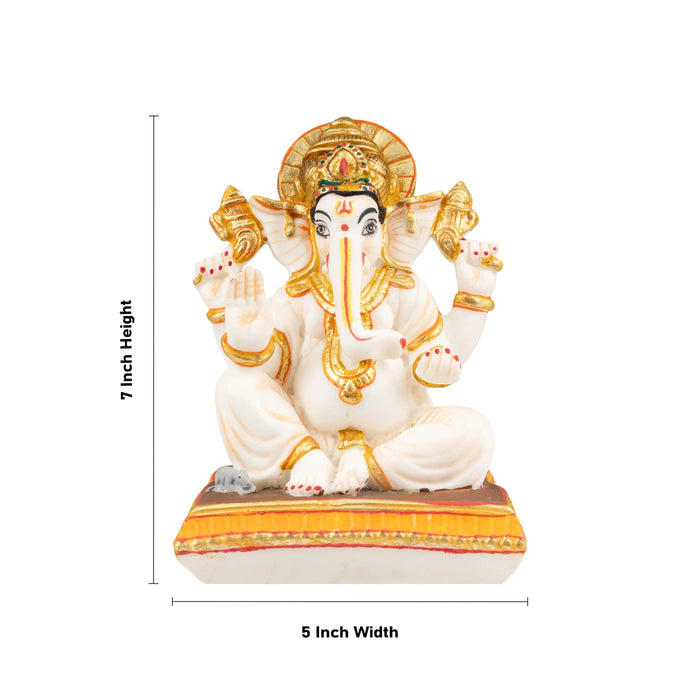 Ganesh Murti - 7 x 5 Inches | Resin Statue/ Painted Vinayagar Statue/ Ganesha Statue for Pooja