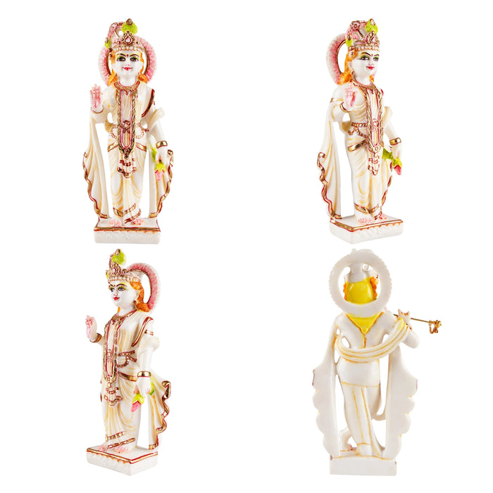 Radha Krishna Murti Pair - 11.5 x 5 Inches | Resin Statue/ Painted Radha Krishna Idol for Pooja - Fibre Murties