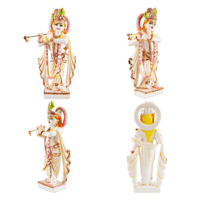 Radha Krishna Murti Pair - 11.5 x 5 Inches | Resin Statue/ Painted Radha Krishna Idol for Pooja - Fibre Murties