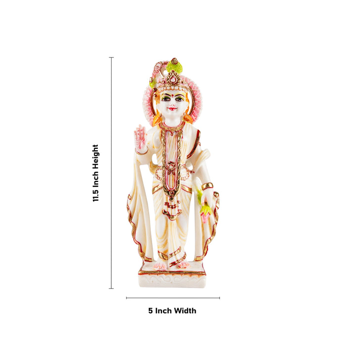 Radha Krishna Murti Pair - 11.5 x 5 Inches | Resin Statue/ Painted Radha Krishna Idol for Pooja - Fibre Murties