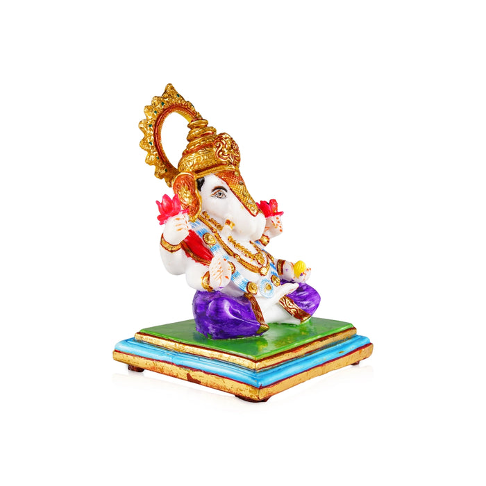 Ganesh Murti - 10 x 7 Inches | Resin Statue/ Ganpati Murti/ Painted Vinayaka Statue for Pooja