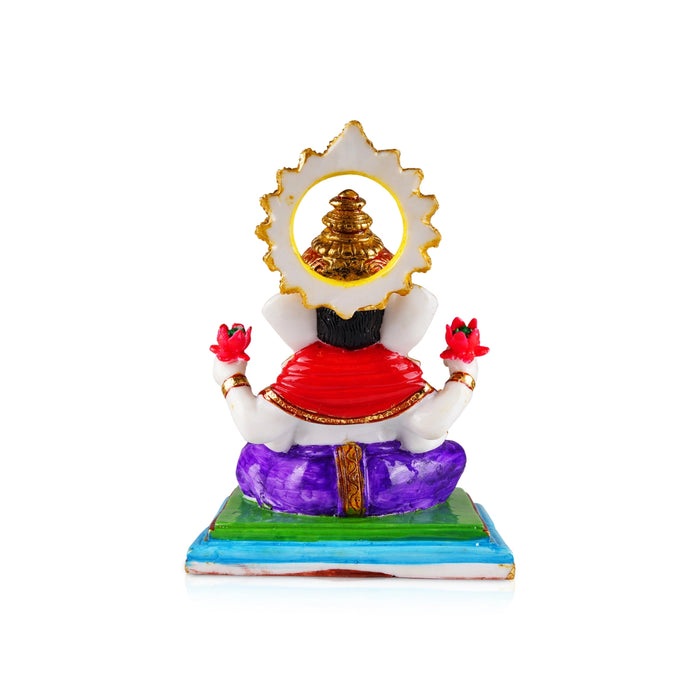 Ganesh Murti - 10 x 7 Inches | Resin Statue/ Ganpati Murti/ Painted Vinayaka Statue for Pooja