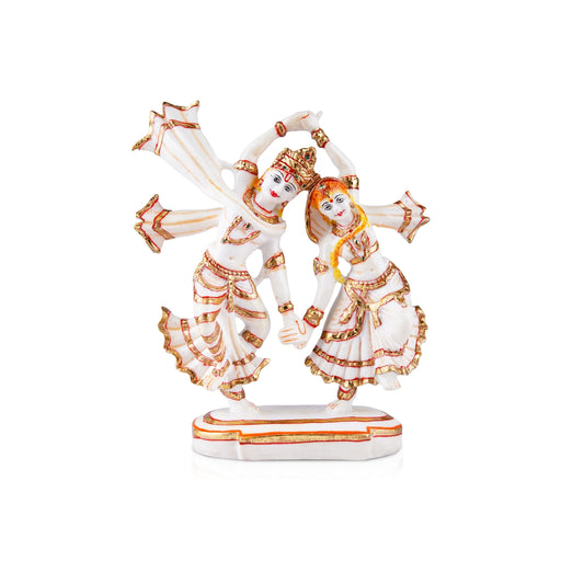 Dancing Radha Krishna Murti - 9 x 7.5 Inches | Resin Statue/ Painted Radha Krishna Idol for Pooja - Fibre Murties