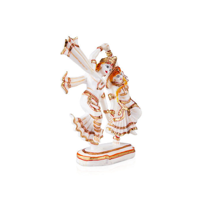 Dancing Radha Krishna Murti - 9 x 7.5 Inches | Resin Statue/ Painted Radha Krishna Idol for Pooja - Fibre Murties