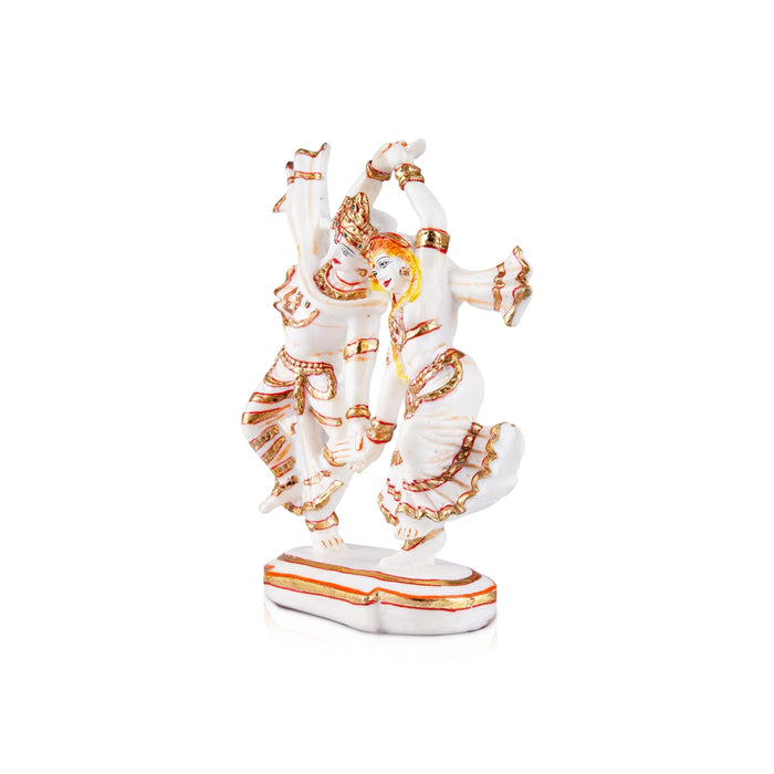 Dancing Radha Krishna Murti - 9 x 7.5 Inches | Resin Statue/ Painted Radha Krishna Idol for Pooja - Fibre Murties