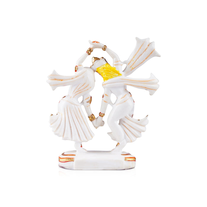 Dancing Radha Krishna Murti - 9 x 7.5 Inches | Resin Statue/ Painted Radha Krishna Idol for Pooja - Fibre Murties