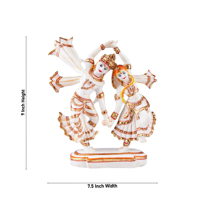 Dancing Radha Krishna Murti - 9 x 7.5 Inches | Resin Statue/ Painted Radha Krishna Idol for Pooja - Fibre Murties