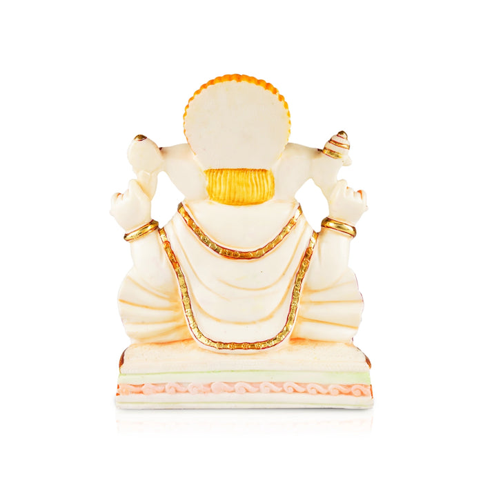 Ganesh Murti Sitting On Chowki - 9 x 8 Inches | Resin Statue/ Ganpati Murti/ Vinayaka Statue for Pooja