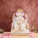 Ganesh Murti Sitting On Simhasan - 11 x 8.5 Inches | Resin Statue/ Painted Ganpati Murti/ Vinayaka Statue for Pooja - Fibre Murties