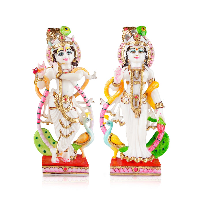 Radha Krishna Statue Pair - 14 x 6 Inches | Resin Statue/ Painted Radha Krishna Idol for Pooja