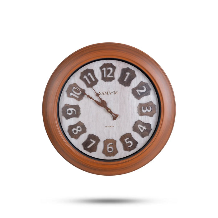 Samaym Analog Wall Clock - 16 Inches Dia | World Map Wooden Clock/ S03 Hanging Clock For Home Wall Decor