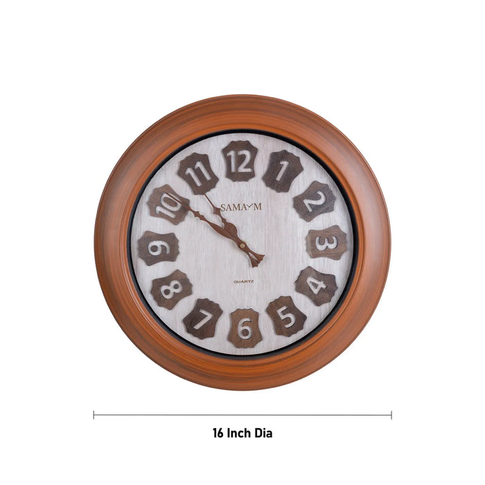 Samaym Analog Wall Clock - 16 Inches Dia | World Map Wooden Clock/ S03 Hanging Clock For Home Wall Decor