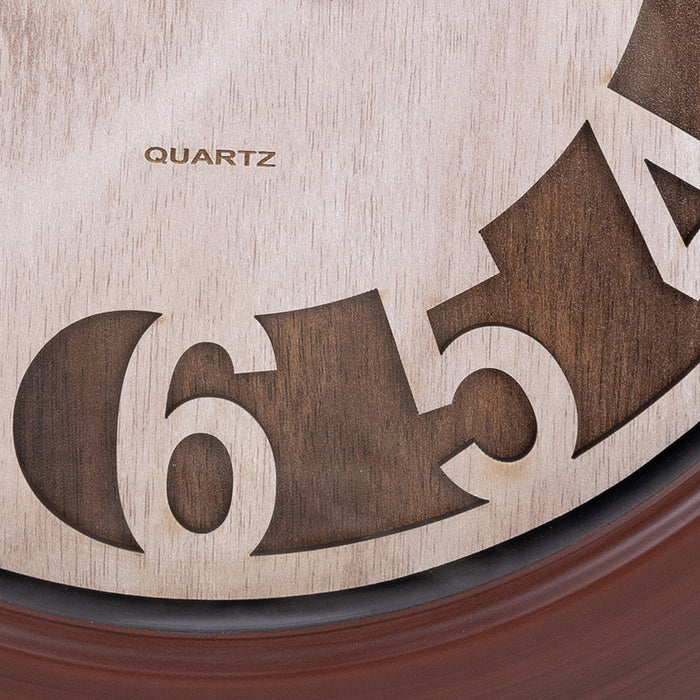 Samaym Analog Wall Clock - 16 Inches Dia | Wooden Clock/ S04 Hanging Clock For Home Wall Decor & Time Display - Wall Hanging
