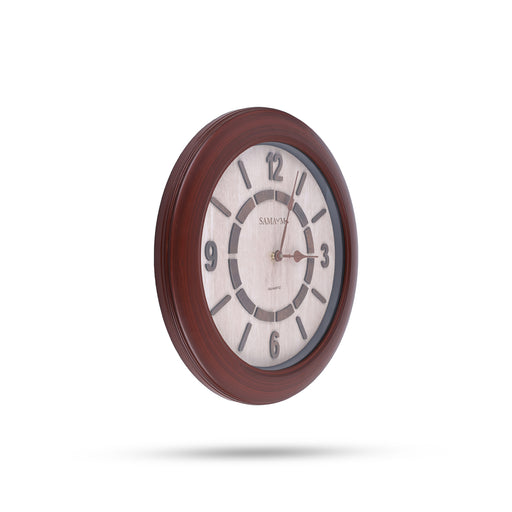Samaym Analog Wall Clock - 16 Inches Dia | Wooden Clock/ S05 Hanging Clock For Home Wall Decor & Time Display - Wall Hanging