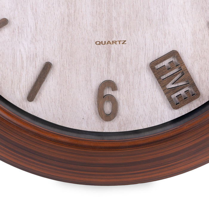 Samaym Analog Wall Clock - 16 Inches Dia | Wooden Clock/ S07 Hanging Clock For Home Wall Decor & Time Display - Wall Hanging