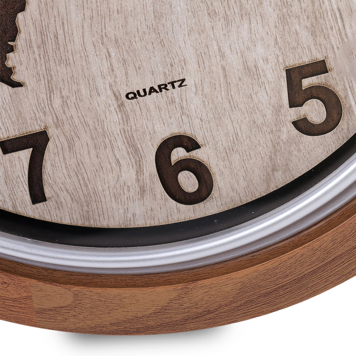 Samaym Analog Wall Clock - 16 Inches Dia | World Map Design Wooden Clock/ S09 Hanging Clock For Home Wall Decor - Wall Hanging