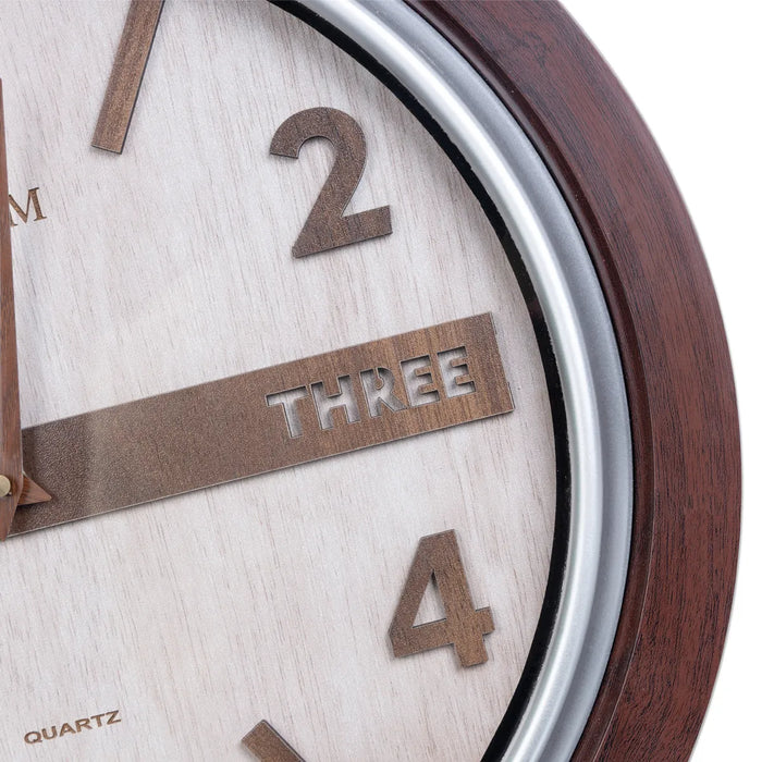 Samaym Analog Wall Clock - 16 Inches Dia | World Map Theme Wooden Clock/ S10 Hanging Clock For Home Decor