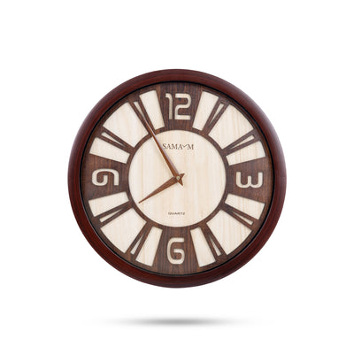 Samaym Analog Wall Clock - 16 Inches Dia | Round Shape Wooden Clock/ S16 Hanging Clock For Home Wall Decor