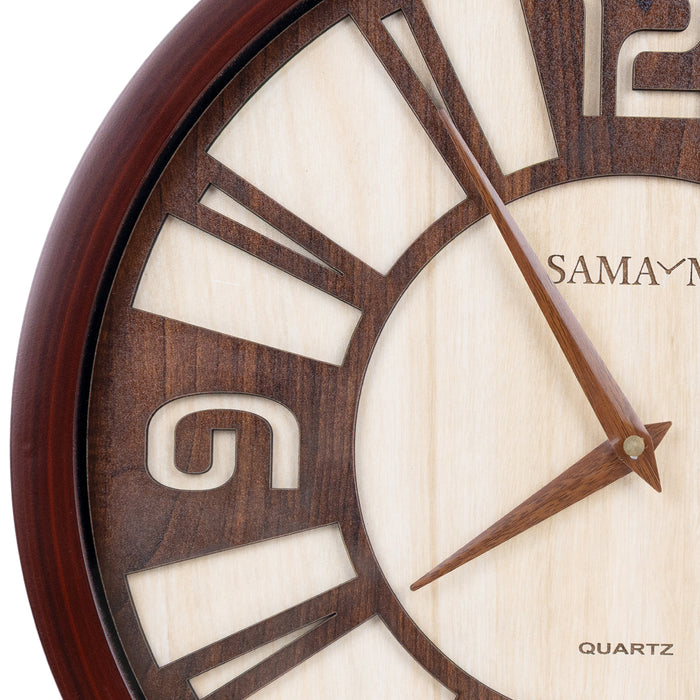 Samaym Analog Wall Clock - 16 Inches Dia | Round Shape Wooden Clock/ S16 Hanging Clock For Home Wall Decor - Wall Hanging