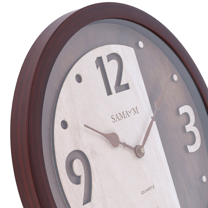 Samaym Analog Wall Clock - 16 Inches Dia | Round Shape Wooden Clock/ S17 Hanging Clock For Home Wall Decor - Wall Hanging