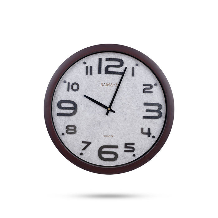 Samaym Analog Wall Clock - 16 Inches Dia | Round Shape Wooden Clock/ S18 Hanging Clock For Home Wall Decor - Wall Hanging