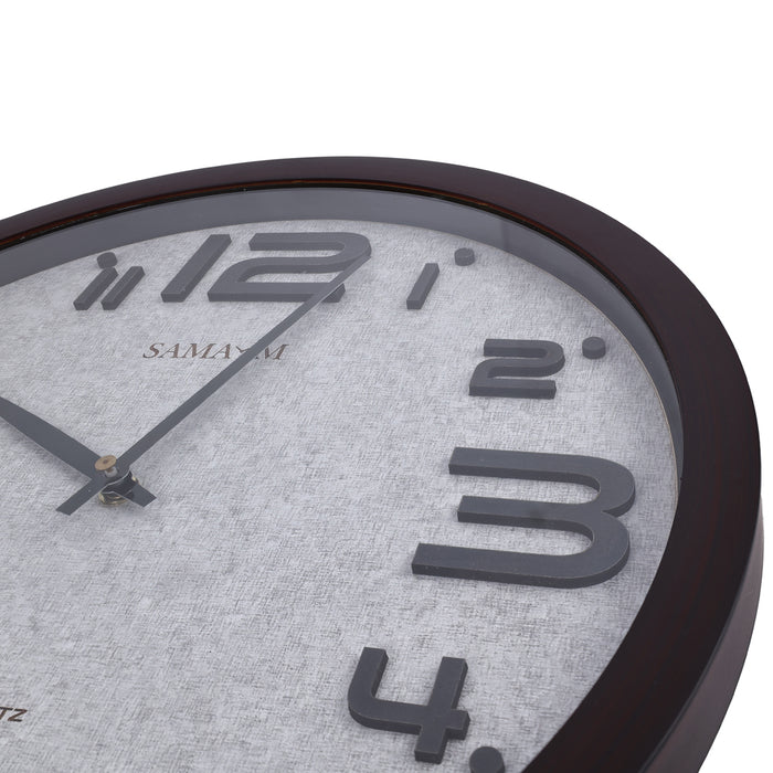 Samaym Analog Wall Clock - 16 Inches Dia | Round Shape Wooden Clock/ S18 Hanging Clock For Home Wall Decor - Wall Hanging