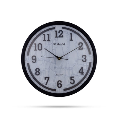 Samaym Analog Wall Clock - 12 Inches Dia | Round Shape Wooden Clock/ S98 Hanging Clock For Home Wall Decor