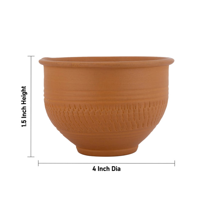 Clay Bowl - 1.5 x 4 Inches | Paligai Kinnam/ Cup / Bowl for Weddings Rituals & Pooja Ceremonies