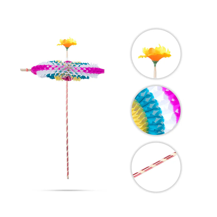 Fancy Paper Umbrella - 12 Inches | Ganesh Chaturthi/ Swamy Alangaram/ Paper Kudai For Ganpati Decoration