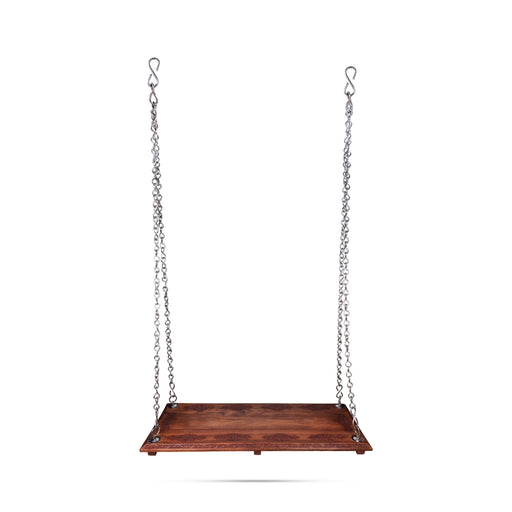 Jhula with Chain - 87 x 60 Inches | Wooden Hanging Swing / Unjal / Traditional Style Home Decor Swing - Jhulas & Unjal Items