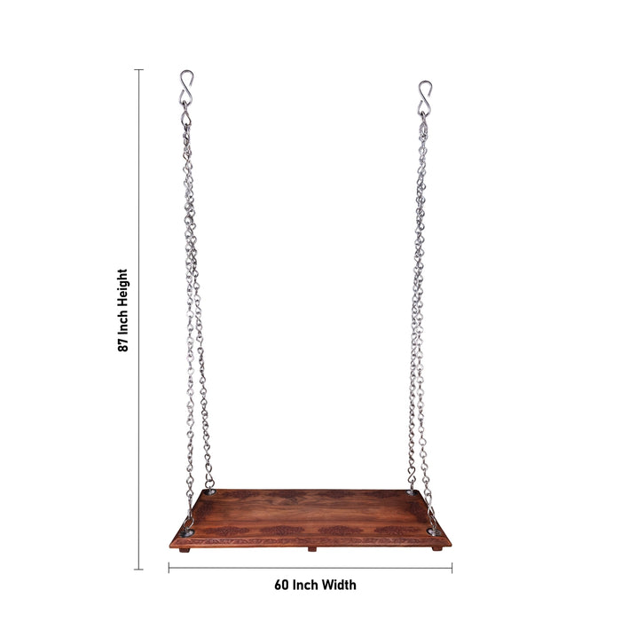 Jhula with Chain - 87 x 60 Inches | Wooden Hanging Swing / Unjal / Traditional Style Home Decor Swing - Jhulas & Unjal Items