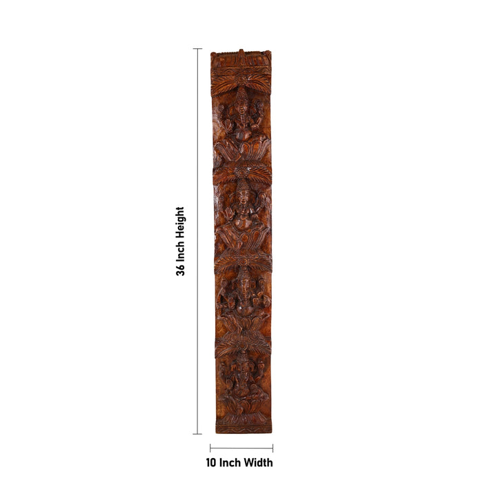 Ashta Ganesha Panel - 36 x 10 Inches | 2 Pcs Set / Wooden Wall Hanging / Vinayakar Wall Decor For Home & Pooja - Wall Hanging