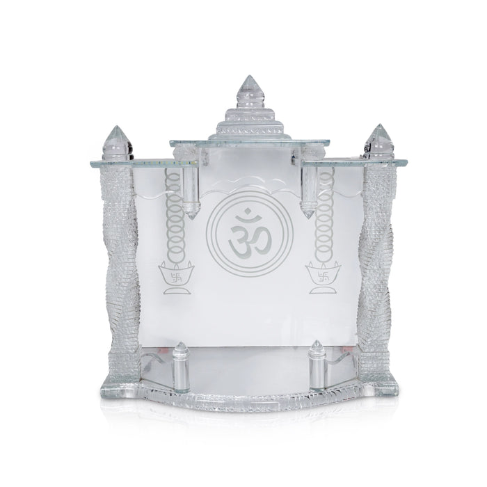 Home Temple with Light - 21 x 18 inches | Glass Puja Mandir / Temple with light For Home And Pooja Room - Home Puja Mandir