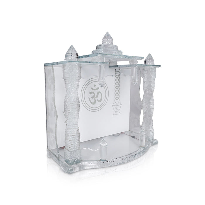 Home Temple with Light - 21 x 18 inches | Glass Puja Mandir / Temple with light For Home And Pooja Room - Home Puja Mandir