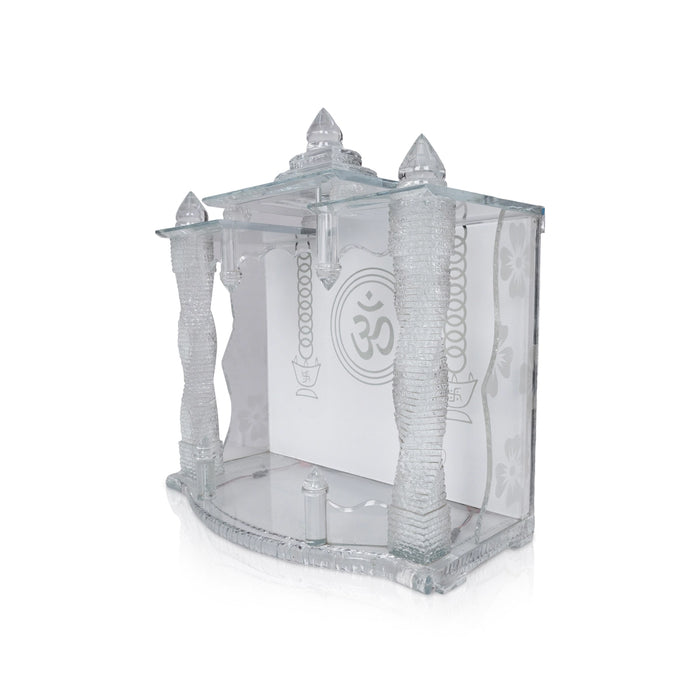 Home Temple with Light - 21 x 18 inches | Glass Puja Mandir / Temple with light For Home And Pooja Room - Home Puja Mandir