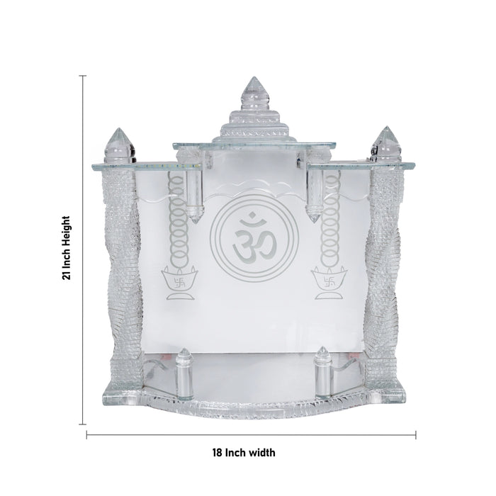 Home Temple with Light - 21 x 18 inches | Glass Puja Mandir / Temple with light For Home And Pooja Room - Home Puja Mandir