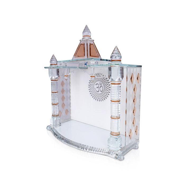 Home Temple with Light - 26 x 21 inches | Glass Puja Mandir / Temple with light For Home And Pooja Room - Home Puja Mandir