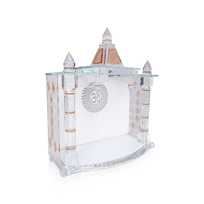 Home Temple with Light - 26 x 21 inches | Glass Puja Mandir / Temple with light For Home And Pooja Room - Home Puja Mandir