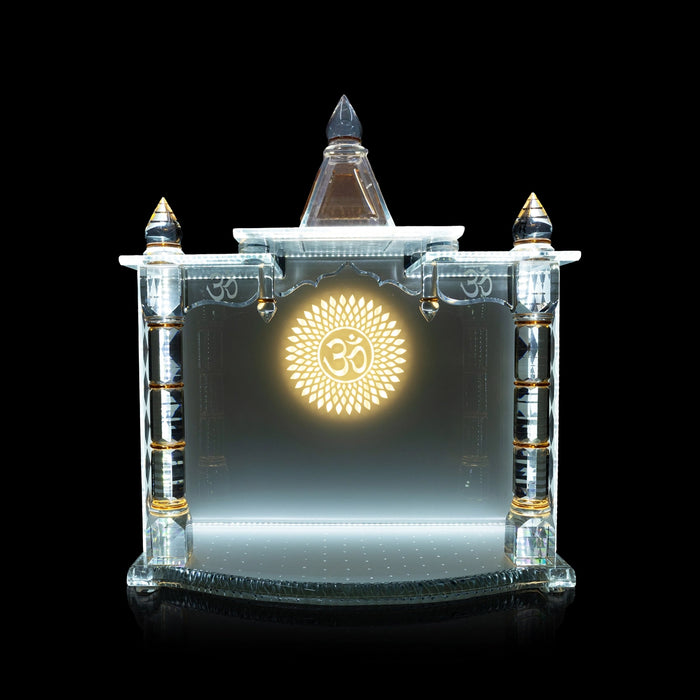 Home Temple with Light - 26 x 21 inches | Glass Puja Mandir / Temple with light For Home And Pooja Room - Home Puja Mandir