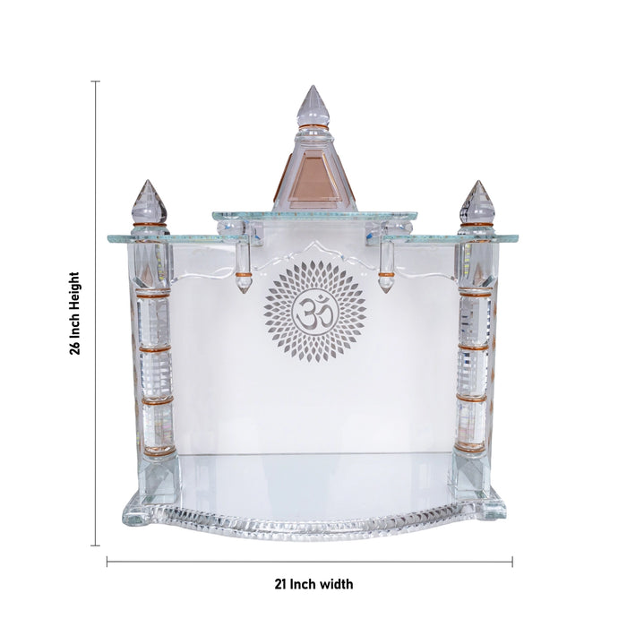 Home Temple with Light - 26 x 21 inches | Glass Puja Mandir / Temple with light For Home And Pooja Room - Home Puja Mandir