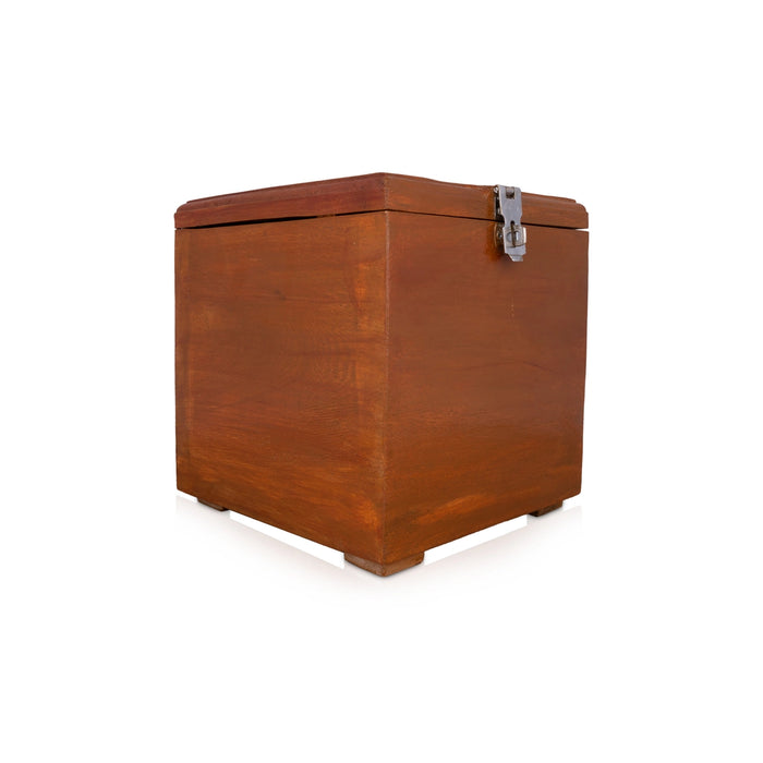 Pooja Box - 9.5 x 9 Inches | Aththi Wooden Box/ Storage Box/ Jewellery Box for Home - Pooja Box & Paduka