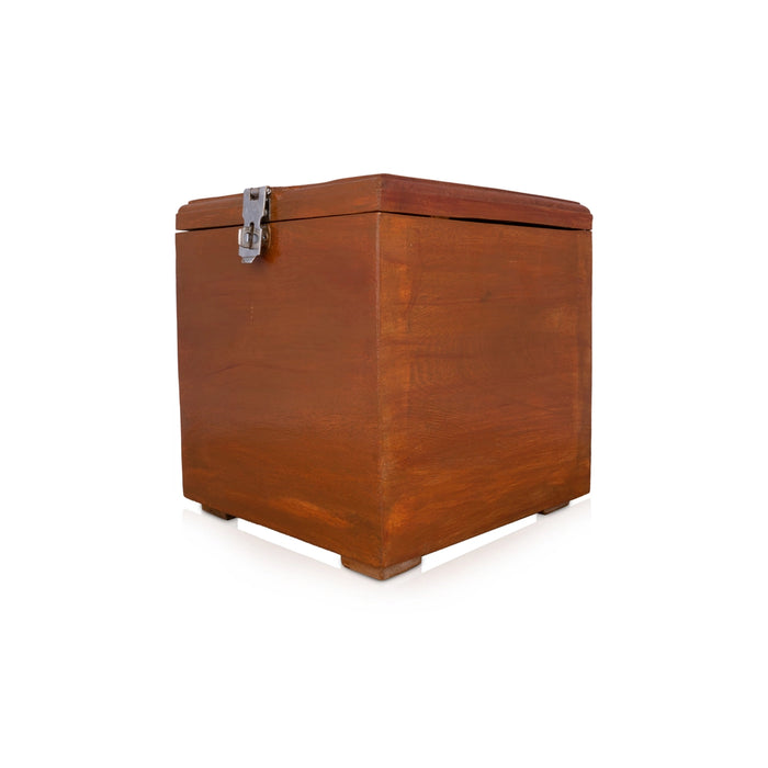 Pooja Box - 9.5 x 9 Inches | Aththi Wooden Box/ Storage Box/ Jewellery Box for Home - Pooja Box & Paduka