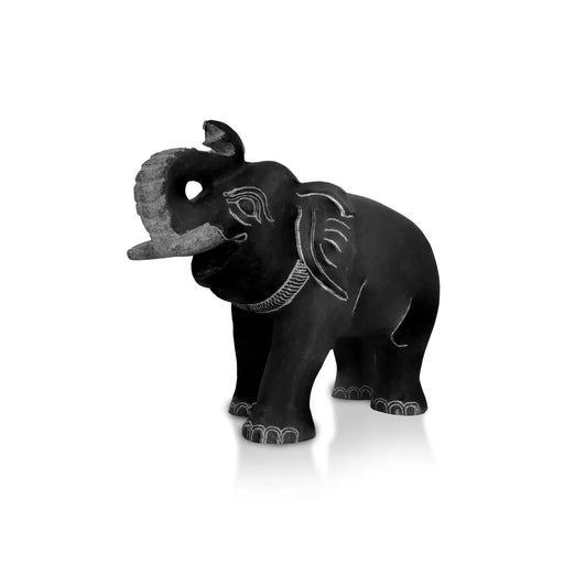 Trunkup Elephant statue - 9.5 x 11 Inches | Soft Stone Elephant Idol /Elephant Sculpture For Home Decor - Table Stand Accessories